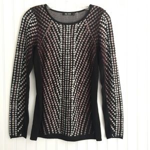 NIC+ZOE black patterned sweater SIZE XS